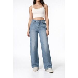 Refuge Denim High Rise Stretch Wide‎ Leg Jeans Light Wash Women Size 13